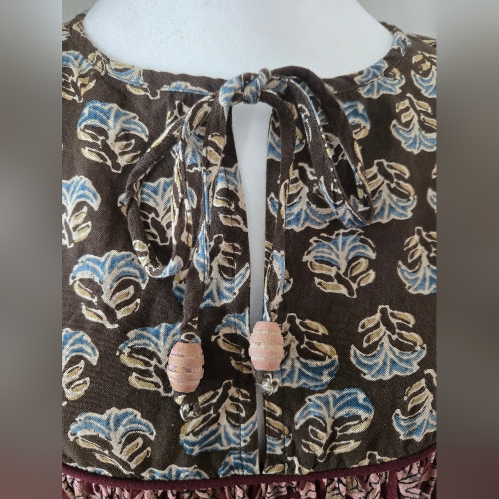 NATURAL LIFE Stella Mini Dress Maroon Floral Vines Purple Wine Sz Small - Picture 5 of 14